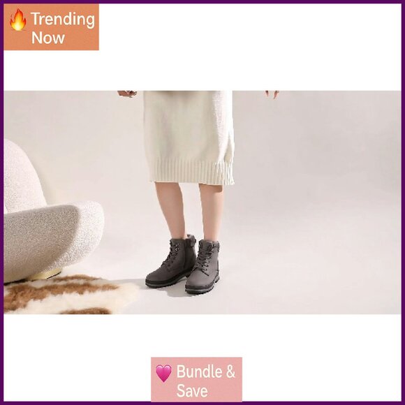 Women's Waterproof Combat Boots Platform Ankle Boots Non-Slip Winter - Picture 8 of 8